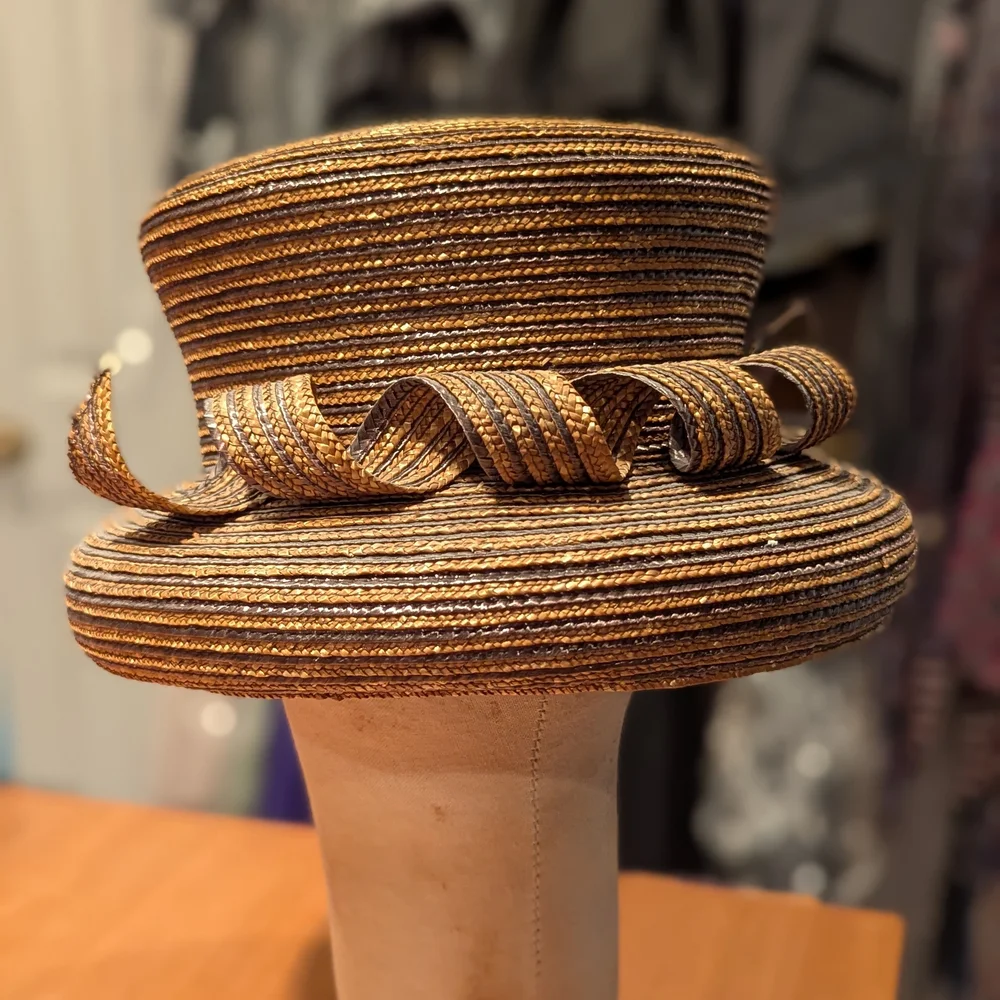 Eric Javits Gold Braided Straw Dress Hat - Picture 1 of 5